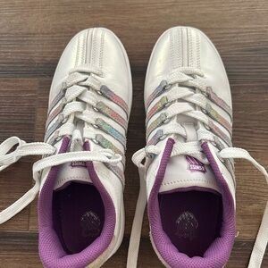 K-Swiss Kids' White and Purple Sneakers